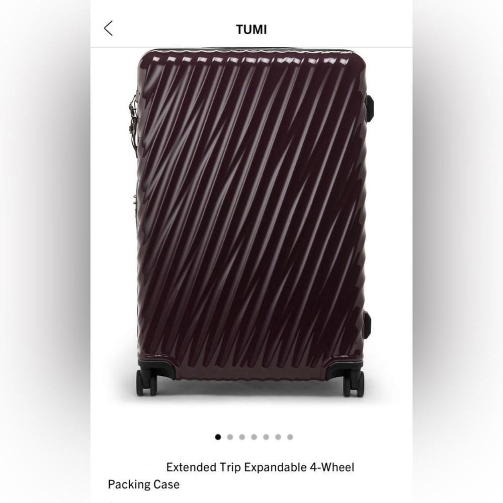 NWT Tumi 30” Extended trip 4 wheel packing suitcase. Beetroot color (org $995+)